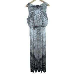 Style & Co Womens Dress Size Medium Gray White Embellished Sleeveless Maxi Dress